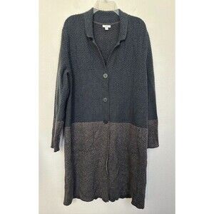 J Jill Sweater Cardigan Coat Long Line Colorblock V-Neck Pocket Women's Large
